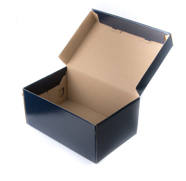 Open Empty Black Cardboard Box On A White Background