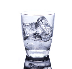 A glass of ice filled with ice