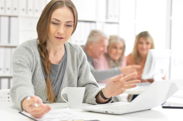 Team of businessmen working together 