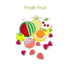 Flat style banner Fresh fruit for advertising stock vector illustration