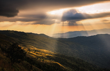 A beautiful sun rays with clouds in the morning used as for background
