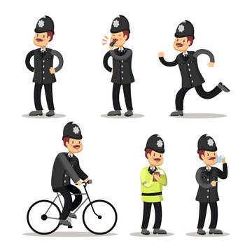 English Policeman Cartoon. Police Officer. Vector illustration