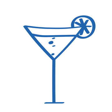 Handgezeichneter Cocktail in dunkelblau