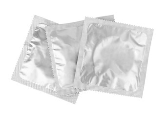 Condoms on white