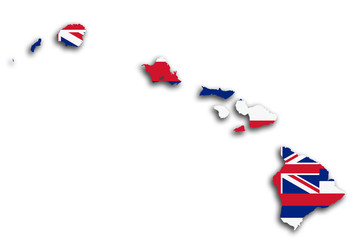 Hawaii map and flag