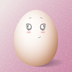 cute cartoon egg on pink background. easter design element, character design. happy easter card vector illustration