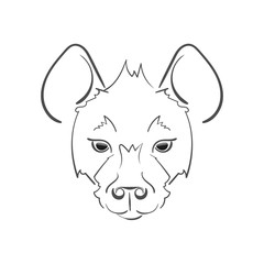 Stylized muzzle Hyena black and white sketch. For use as logos on cards, in printing, posters, invitations, web design and other purposes.
