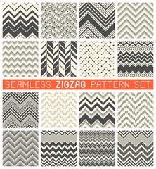 Seamless Zig Zag Pattern Set. Chevron Grapic Print Design