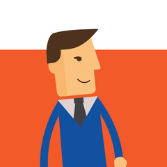 Businessman or manager. Illustration of business plan. A man in a suit shows a business plan. Vector