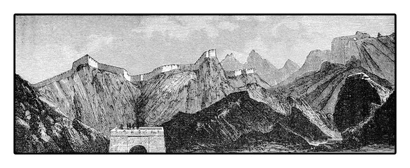 Great Wall of China built across the historical northern borders of China to protect against nomadic invasions