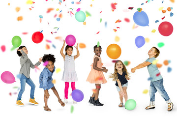 Happiness group of cute and adorable children having party