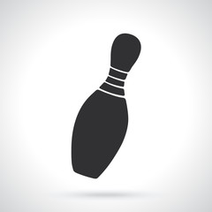 Vector illustration. Silhouette of one bowling pin. Sports equipment. Patterns elements for greeting cards, wallpapers