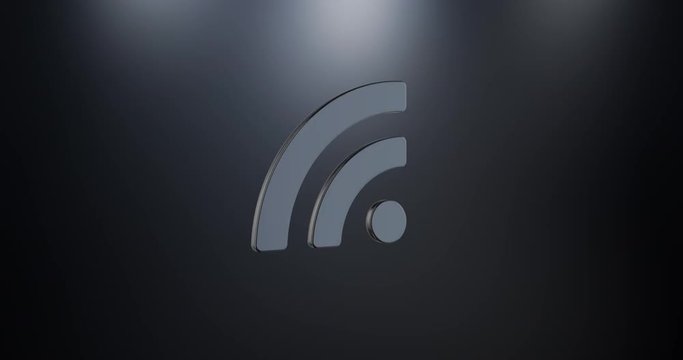 Animated RSS Black 3d Icon Loop Modules for edit with alpha matte
