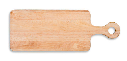 wooden cutting board isolated on a white background,top view