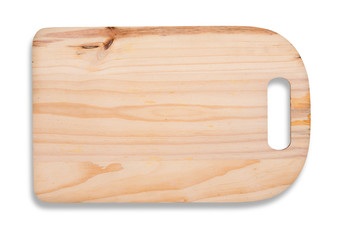 wooden cutting board isolated on a white background,top view