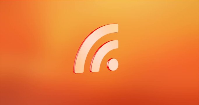 Animated RSS Red 3d Icon Loop Modules for edit with alpha matte
