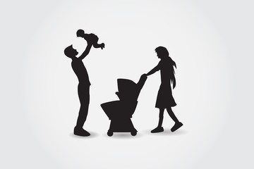family silhouettes have fun vector