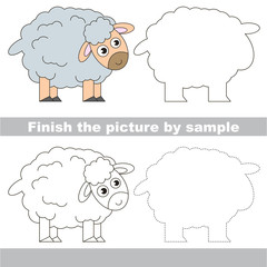 Kid drawing worksheet to complete picture by sample.