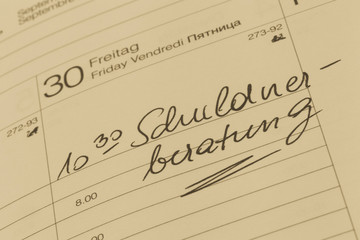 Kalendernotiz Schuldnerberatung