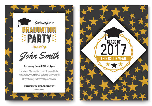 Graduation Party Vector Template Invitation