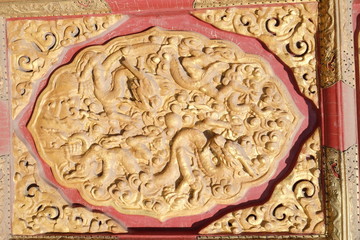 Ceramic detail from Royal Palace wall in The Forbidden City, Beijing, China