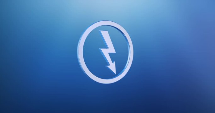 Animated Lightning Shock Blue 3d Icon Loop Modules for edit with alpha matte
