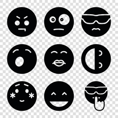 Set of 9 funny filled icons