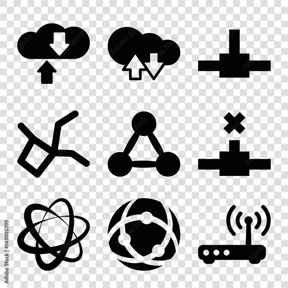 Poster Set of 9 networking filled icons