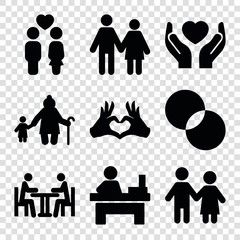 Set of 9 together filled icons