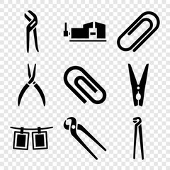 Set of 9 clamp filled icons