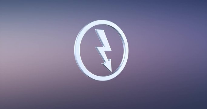 Animated Lightning Shock Silver 3d Icon Loop Modules for edit with alpha matte
