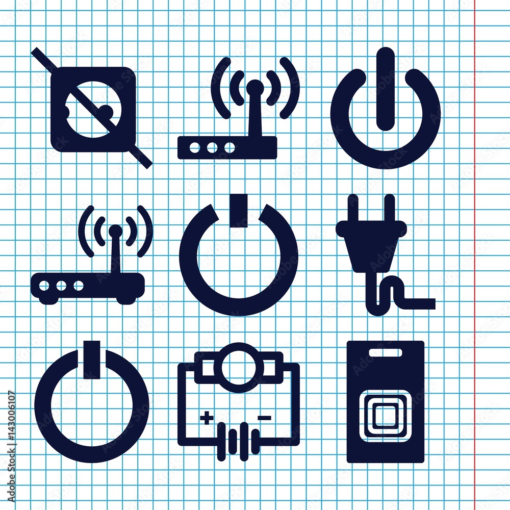 Poster set of 9 switch filled icons