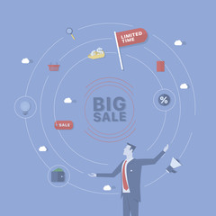 Sale background with man.