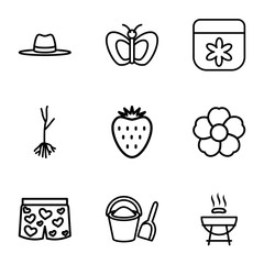 Set of 9 summer outline icons