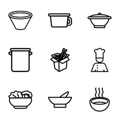 Set of 9 soup outline icons