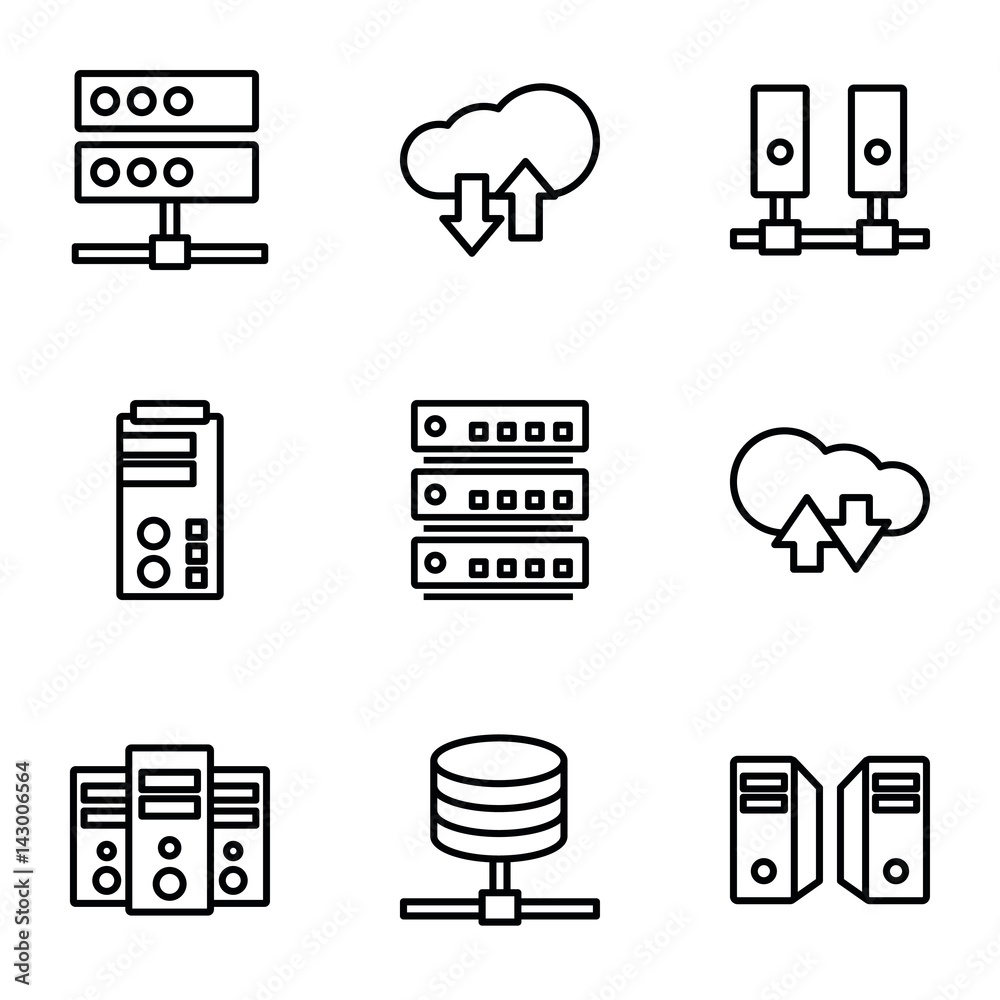 Poster set of 9 hosting outline icons