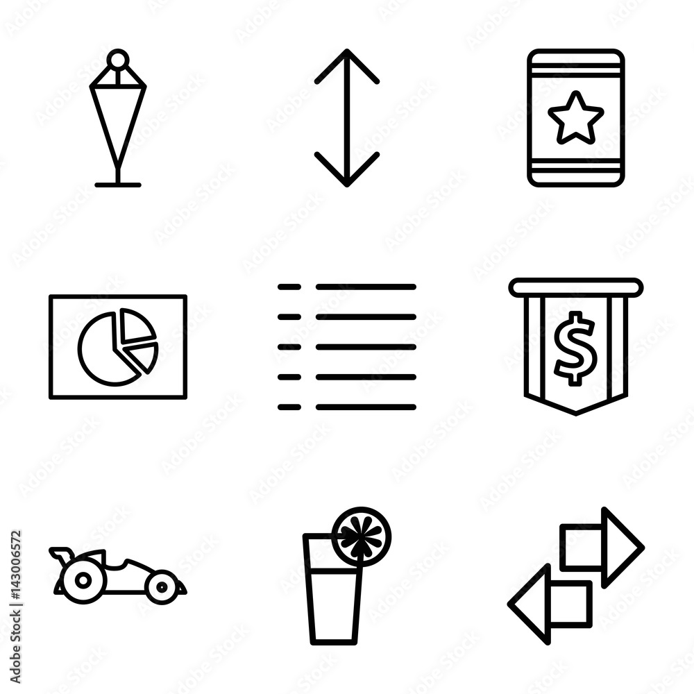 Poster set of 9 ui outline icons