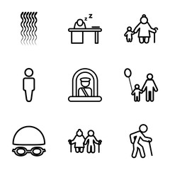Set of 9 adult outline icons