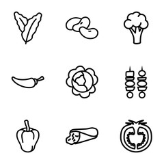 Set of 9 vegetable outline icons