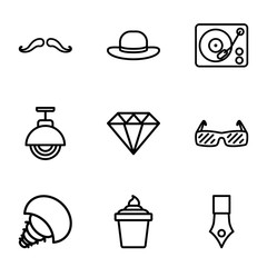 Set of 9 vintage outline icons