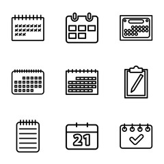 Set of 9 agenda outline icons