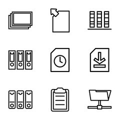 Set of 9 file outline icons