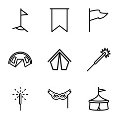 Set of 9 festival outline icons