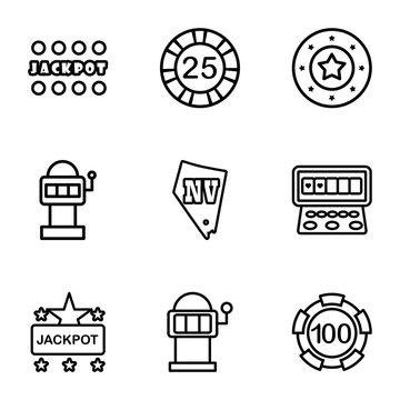 Set of 9 jackpot outline icons