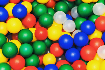Many colour plastic balls from children's small town