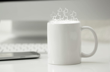 tazza, mi piace, affari, successo, 
