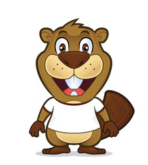 Obraz na płótnie Canvas Beaver wearing a white t shirt