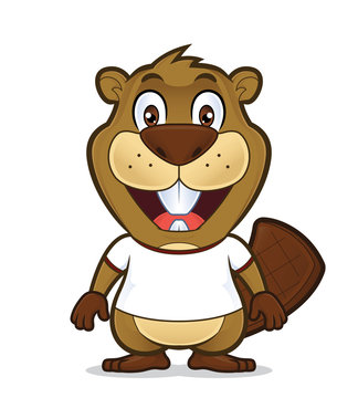 Beaver wearing a white t shirt