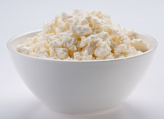 Bowl with fresh cottage cheese.