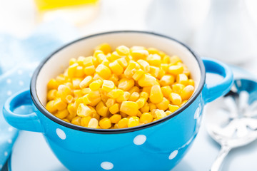 Corn canned, white background